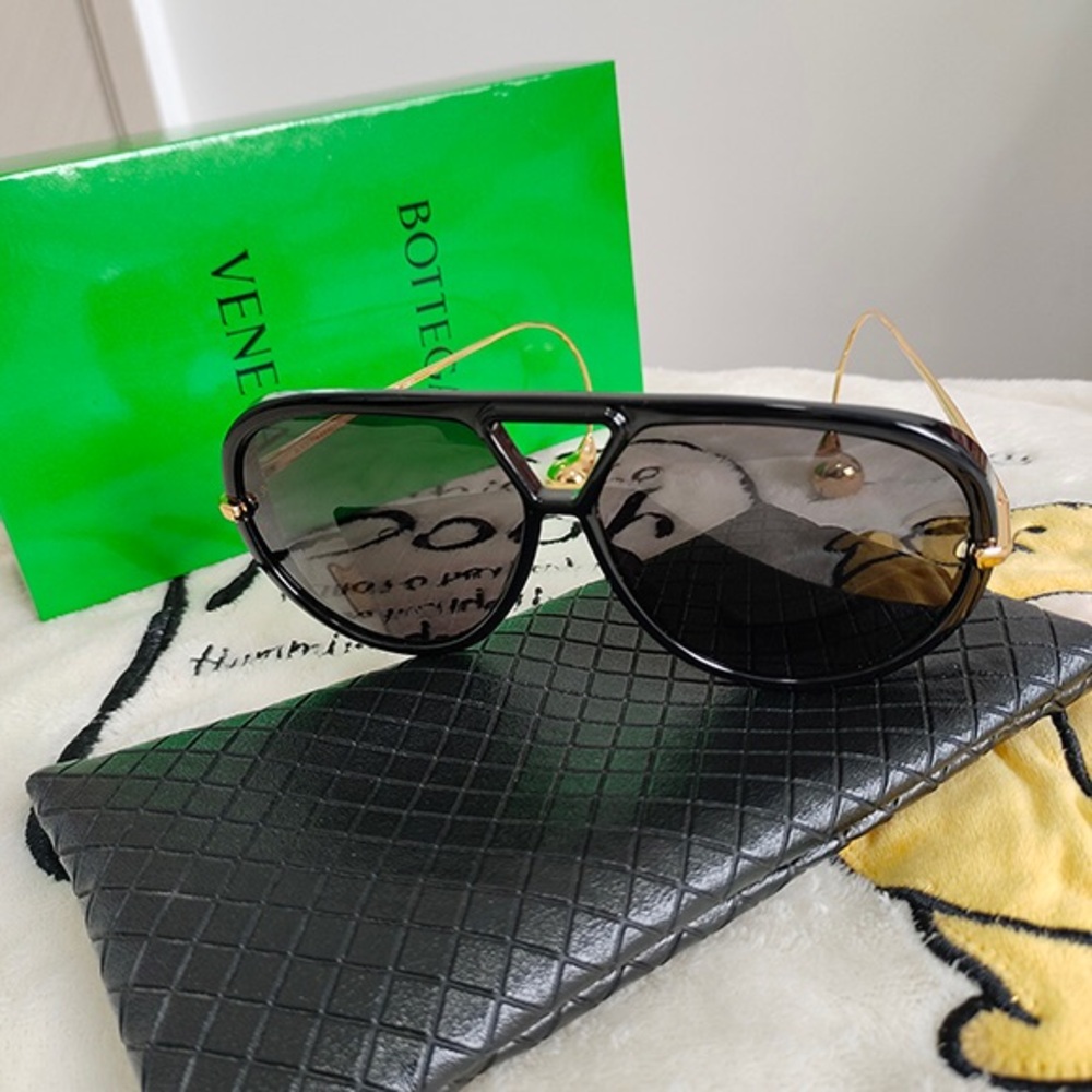 Bottega Veneta Black and Gold Sunglasses